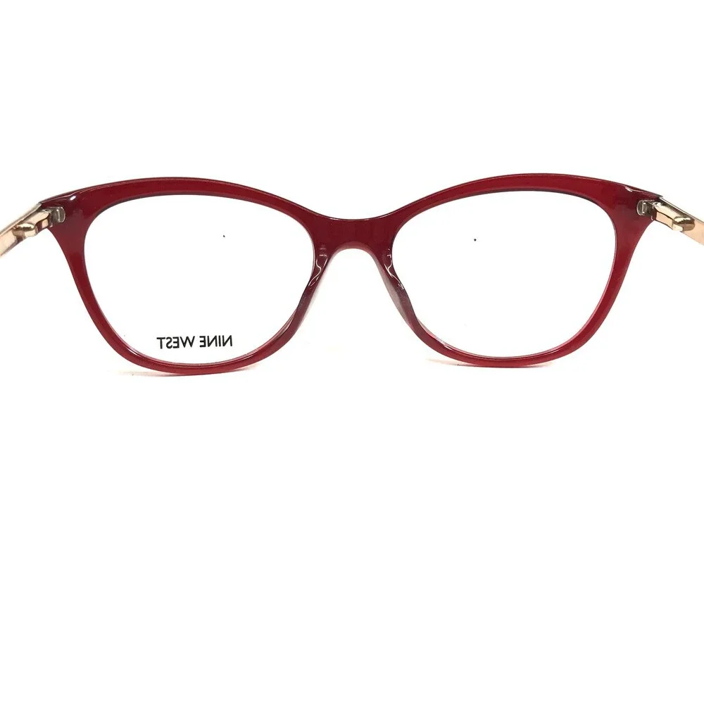 Nine West Eyeglasses Frames NW8004 602 Clear Red Gold Cat Eye Full Rim 52-17-135